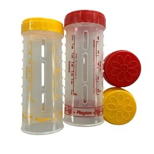 Vintage Playtex Drop In Original Nurser Bottle Holders 8oz Yellow & Red Set of 2